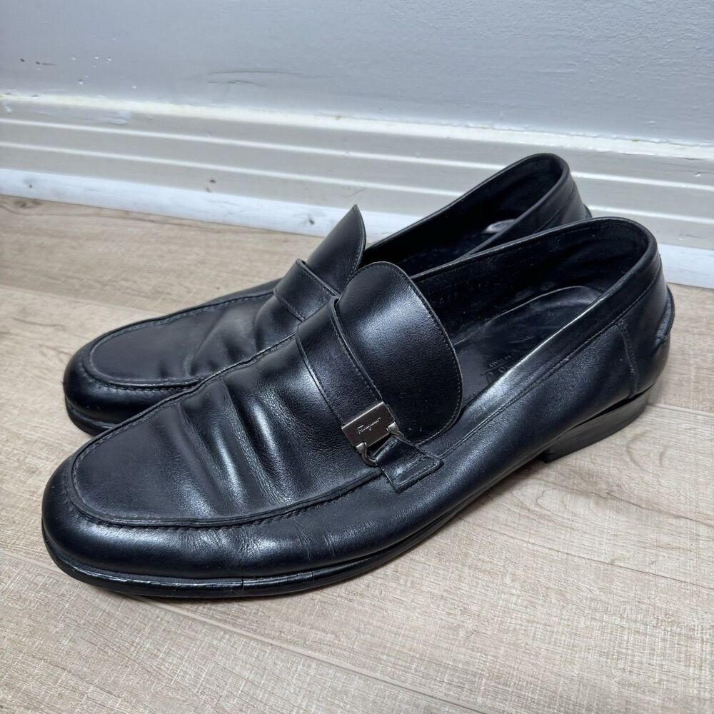 Salvatore Ferragamo Men’s 10.5 D Leather Gancini Side Bit Italy Studio Loafers